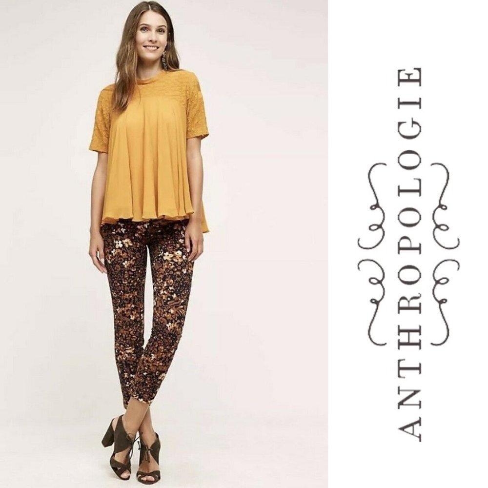 Anthropologie Floral Ankle Pants
